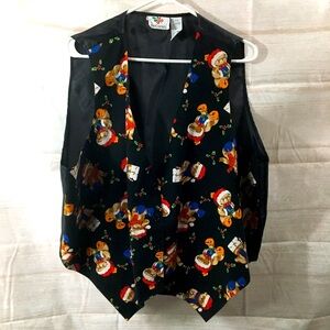 Nutcracker Vtg Christmas Bear Vest Ladies plus sz